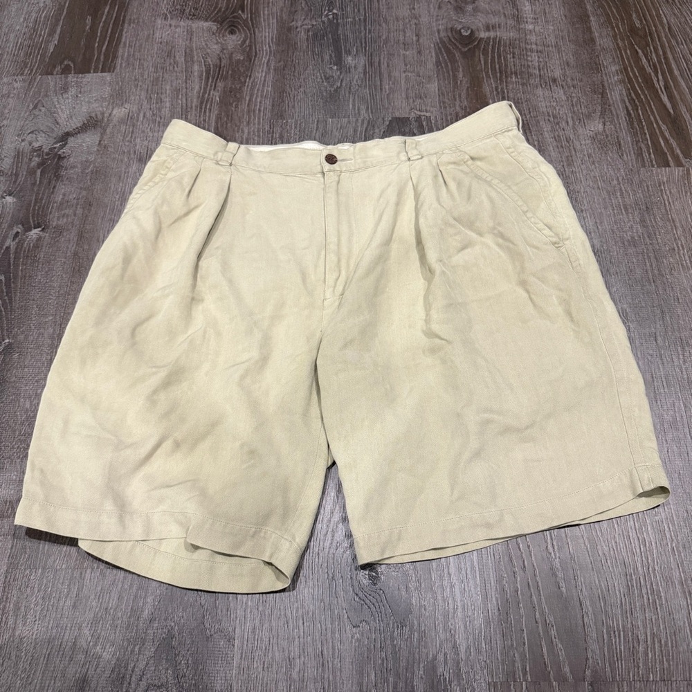 Tommy Bahama Tan Silk Pleated Shorts